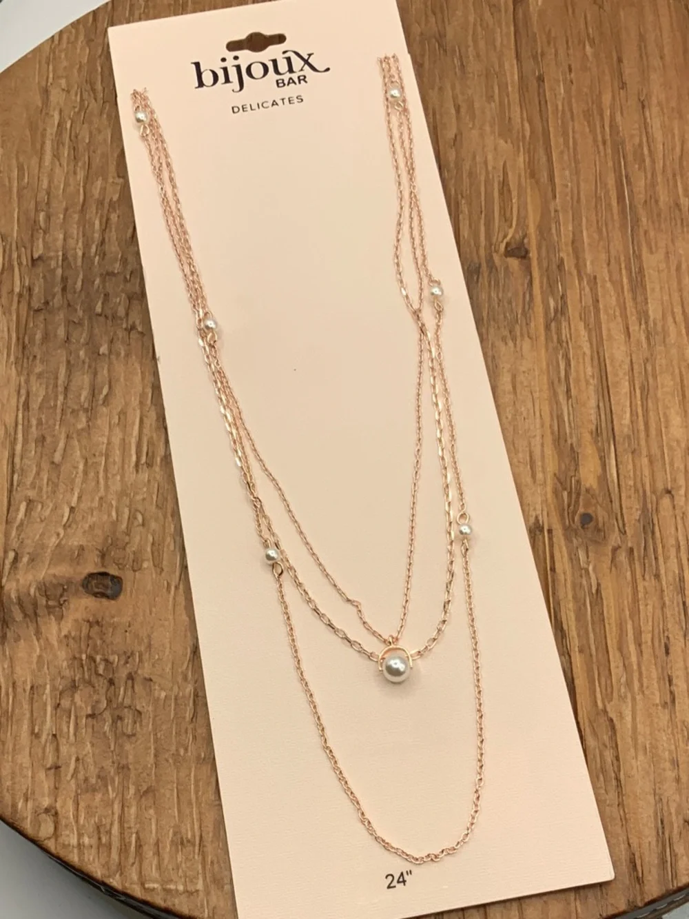 Bijoux Rose Gold Tone Multi Strands Layered Pearl Pendant Necklace